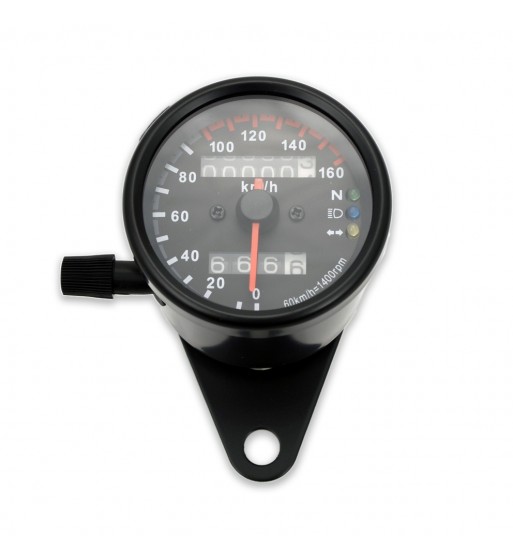 SPEEDOMETER 60 MM 160 KM/H BLACK WITH 3 FUNCTION LIGHT FOR CAFE