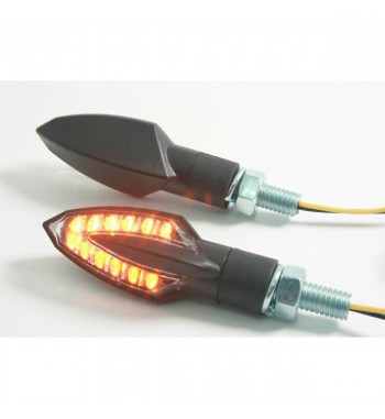 LENS TURN SIGNAL BLACK LED SMOKED EU APPROVED STYLE 14 FOR CAFE RACER MOTORCYCLE