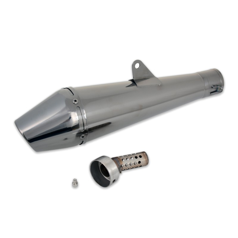 MUFFLER EXHAUST SILENCER DARK STAINLESS GP STYLE 4 CAFE RACER MOTORCYCLE